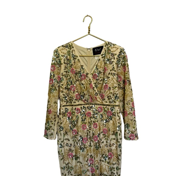 Mac Duggal Evening Gown 5503 Beaded Sequin Long Sleeve Dress Formal Size 10 - Picture 10 of 14